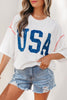 Fiery Red USA Graphic Half Sleeve Loose Ribbed Top
