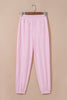Light Pink Drawstring Waist Patchwork Solid Color Jogger Pants