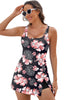 Black Floral Print Twisted Hollowed Back Swim Dress