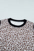 Khaki Contrast Trim Plus Size Leopard Vest
