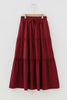 Fiery Red Black Frill Tiered Drawstring Waist Maxi Skirt