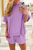 Orchid Bouquet Raw Edge Patch Pocket Oversized Top and Shorts Set