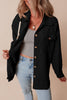 Black Corduroy Flap Pocket Button Up Shacket