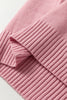 Light Pink Plaid Heart Embroidered Cuffed Drop Shoulder Crew Neck Sweater