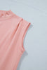 Black Solid Color High Neck Cap Sleeve Loose Top