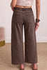 Coffee Solid Color Square Patch Pocket Ankle-length Barrel Jeans