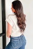 White Valentine Heart Graphic Cropped Short Sleeve Sweater