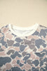 Beige Botanical Camo Print Long Sleeve Pocket Mini Dress