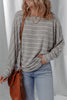 Gray Stripe Dolman Sleeve Drop Shoulder Top