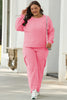 Sachet Pink Solid Color Patchwork Pullover Top and Cargo Pants Set