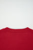 Fiery Red Contrast Trim Big Bow Accent Holiday Cropped Sweater