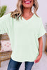 Wisteria Waffle V Neck Short Sleeve Knit Top