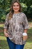 Khaki Plus Size Woodland Camouflage Print T Shirt