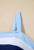 Navy Blue Color Block Detail Adjustable Straps One Piece Swimsuit