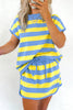 Rose Stripe Dolman Tee Drawstring Skort Athletic 2pcs Set