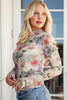 Apricot Floral Mesh Thumbhole Long Sleeve Slim Top