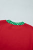 Racing Red Polka Dot Trim Baggy Pullover 2pcs Short Set