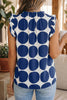 Blue Polka Dot Print Frilled Round Neck Shift Tank Top