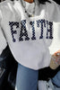 Gray High Neck Polka Dot Slogan Printed Baggy Sweatshirt