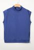 Black Solid Color High Neck Cap Sleeve Loose Top