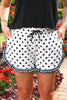 White Polka Dot Contrast Ruffle Trim Shorts