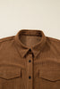 Camel Corduroy Full Buttoned Collared Shirt Style Plus Size Dress