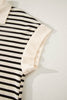 Black Stripe Ribbed Color Block Trim Zip Polo Tee Drawstring Shorts 2pcs Outfit