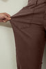 Coffee Solid Color Square Patch Pocket Ankle-length Barrel Jeans