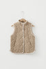 Khaki Floral Print Quilted Concealed Button Vest