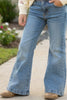 Bootcut Denim Pants with Rhinestones & stretchy waistband