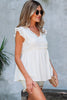 Light Pink Textured Ruffled Trim V Neck Flutter Flowy Top