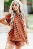 Brown Polka Dot Print Short Set