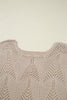 Seagrass Hollow Out Knit 7/8 Sleeve Casual Sweater