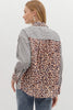 Black Striped Leopard Print Patchwork Button Up Womens Shirt