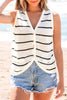 Black Stripe Buttoned V Neck Slim Fit Sweater Vest