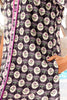 Blue Striped Trim Short Sleeve Vintage Floral Shift Dress