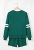 Evergreen Varsity Striped Sleeve Drop Shoulder Sweatshirt and Short Set