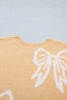 Golden Fleece Bow Pattern Drop Shoulder Loose Sweater