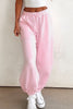 Light Pink Drawstring Waist Patchwork Solid Color Jogger Pants