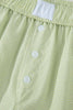 Green Gingham Plaid Button Detail Lace Trim Boxer Shorts