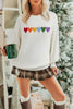 White Chenille Graphic Drop Shoulder Holiday Sweater