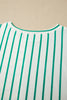 Pink Stripe Colorblock 3/4 Sleeve Loose T Shirt