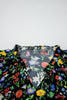 Black Tiered Flutter Sleeve V Neck Flower Blouse