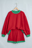 Racing Red Polka Dot Trim Baggy Pullover 2pcs Short Set