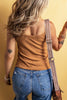 Straw Yellow Ribbed Front Knot Buttoned Thin Strap Tank Top