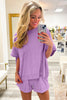 Orchid Bouquet Raw Edge Patch Pocket Oversized Top and Shorts Set
