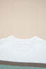 White Striped Color Block Knit Drop Shoulder Sweater