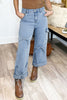 Beau Blue Bowknot Decor Boyfriend Cargo Jeans