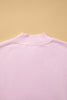 Pink Stay Salty Embroidered Long Sleeve Stand Neck Shift Pullover Sweatshirt
