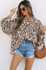 Jet Stream Oversized Leopard Print Balloon Sleeve Casual Shirt
